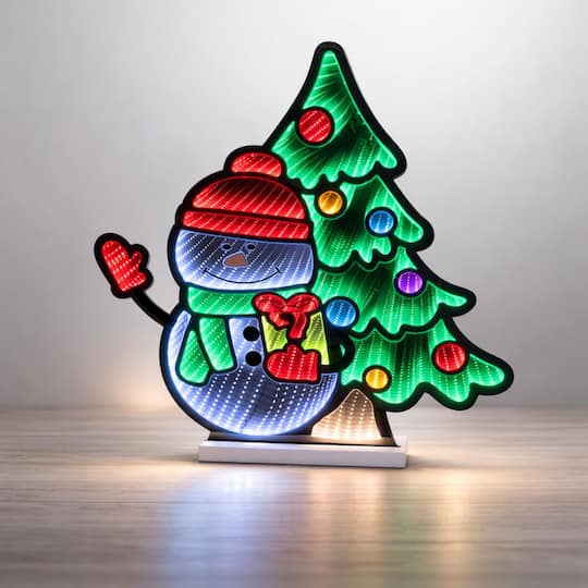 Melrose 27.5" Snowman with Christmas Tree EkkoLight
